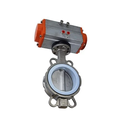 صمام فراشة هوائي بسكويت الويفر Dn100 مبطن بـ PTFE